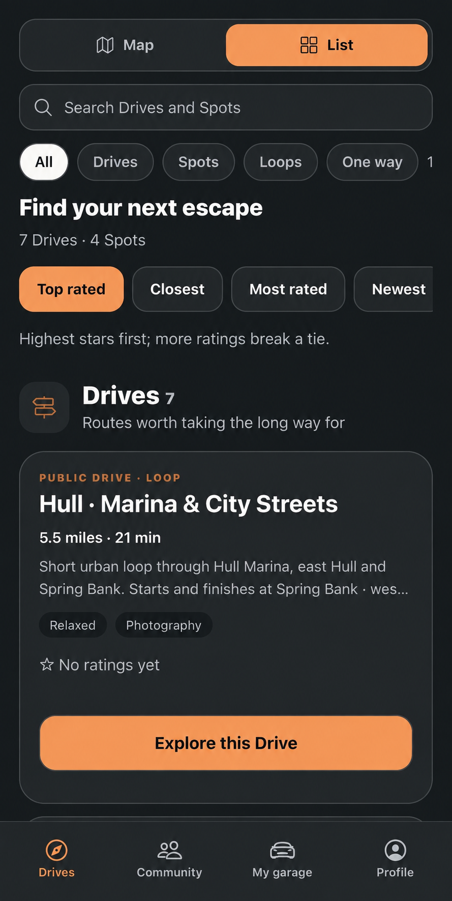 Browse Drives in the app’s discovery list