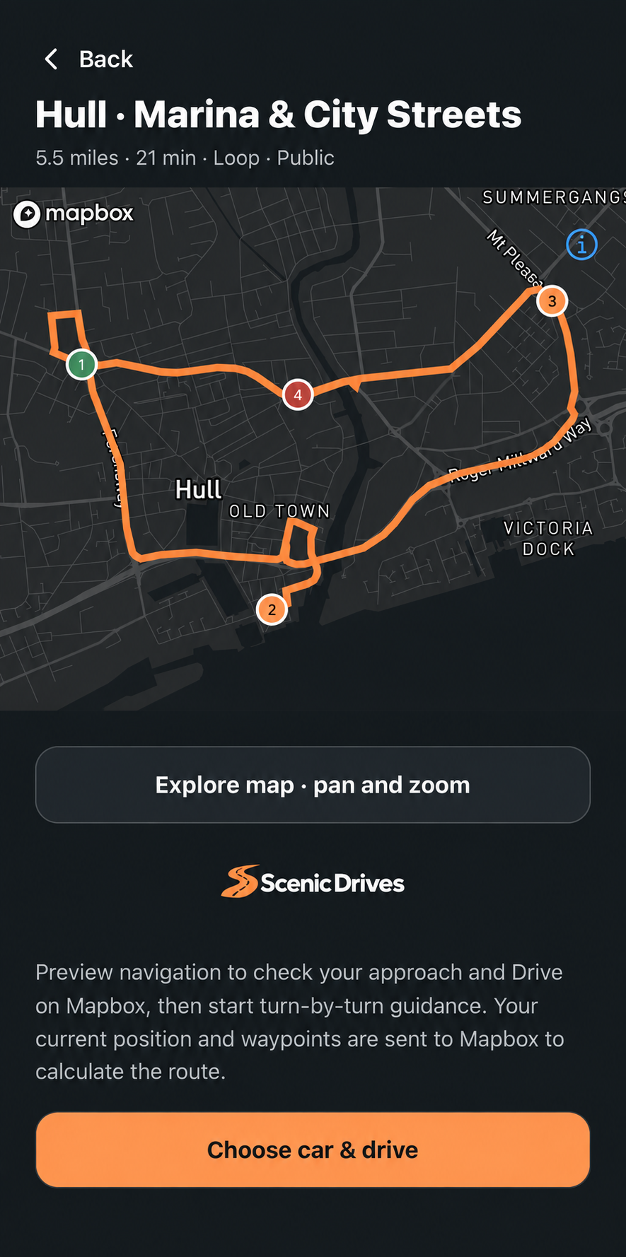 Preview a Drive’s map, distance and duration