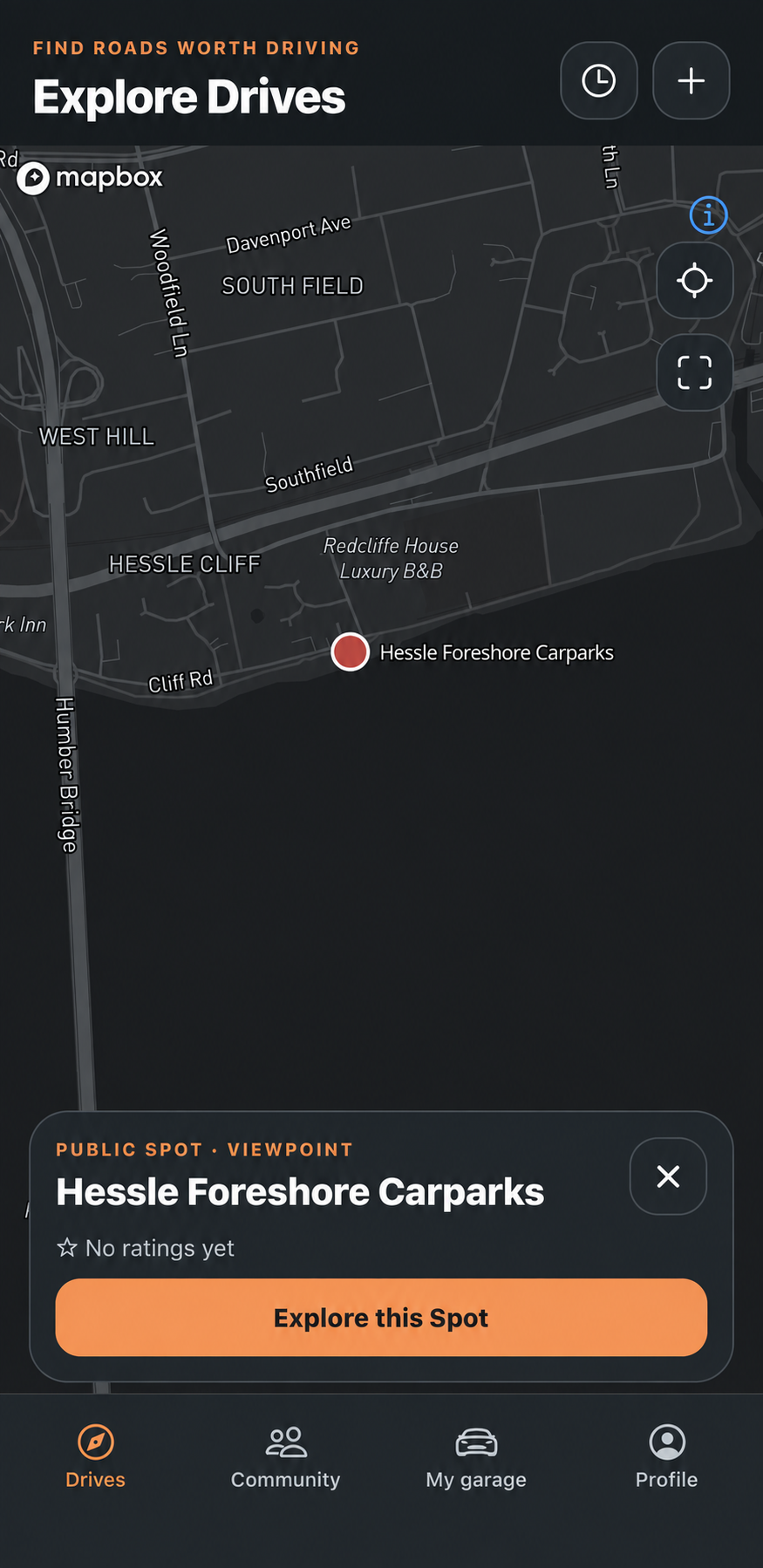 A public viewpoint selected on the map